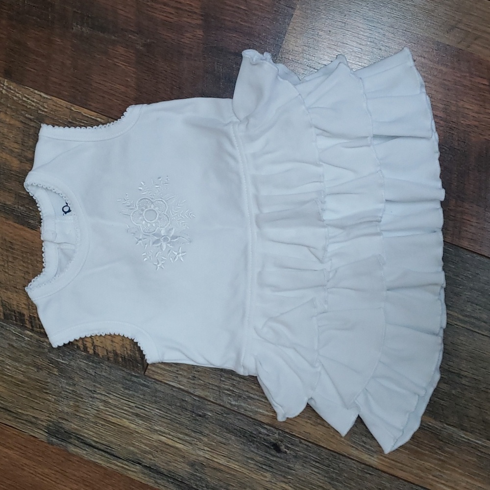 Popees Floral Embroidered Sleeveless Toered Ruffle Dress, Size 3-6 Months